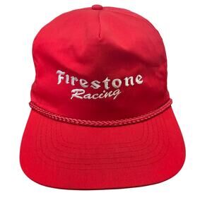 Vintage Firestone Racing Snapback Hat Cap 80s Red Rope Brim Retro Streetwear